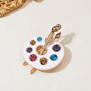 🖼 Lovely Paining Rhinestone Metallic Colorful Paint Pallet Brooch Pin 🖌